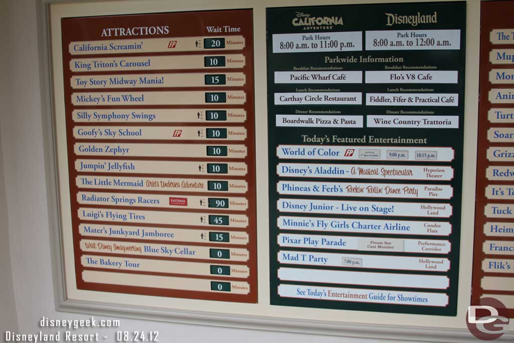 Wait times around 10:20am