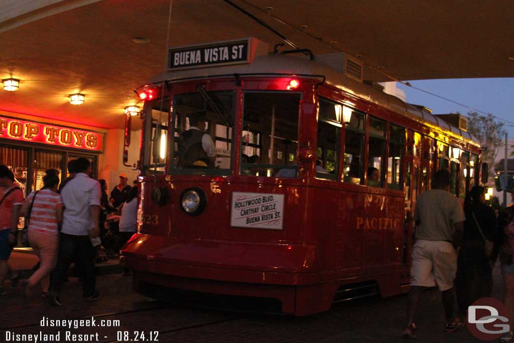 The Red Car heading into the park.