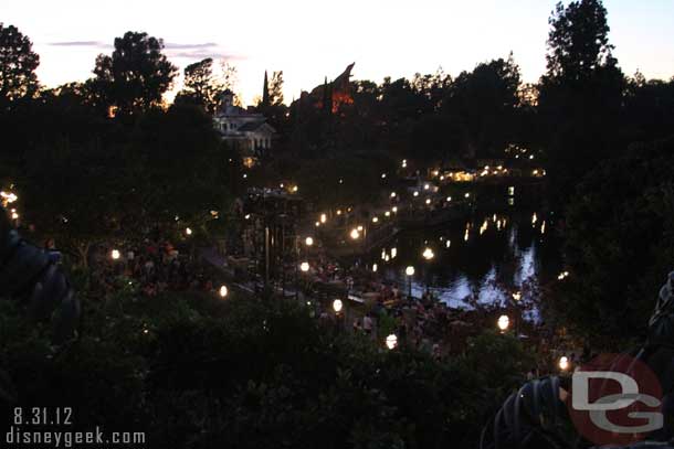 Looking down on the Rivers of America from the treehouse.