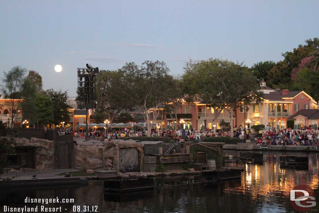 The Blue Moon rising over the Rivers of America (I know over exposed).