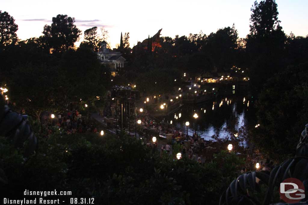 Looking down on the Rivers of America from the treehouse.