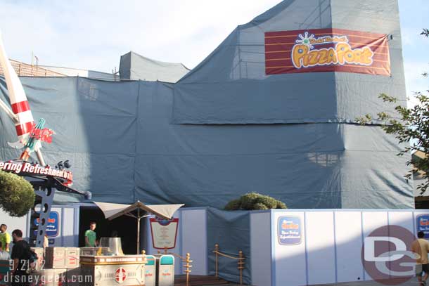 Pizza Port is open this week, while work continues on the facade.