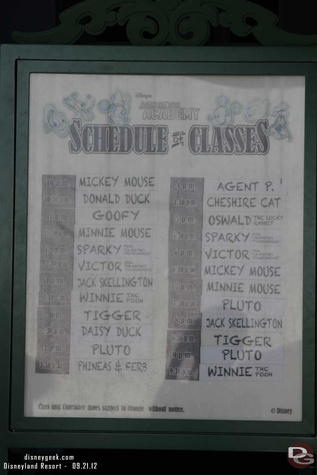 Fridays schedule for the Animation Academy.