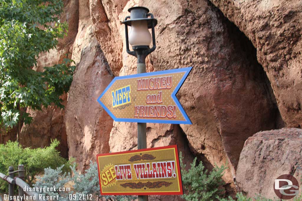 Coming from the Fantasyland side there are the same signs.