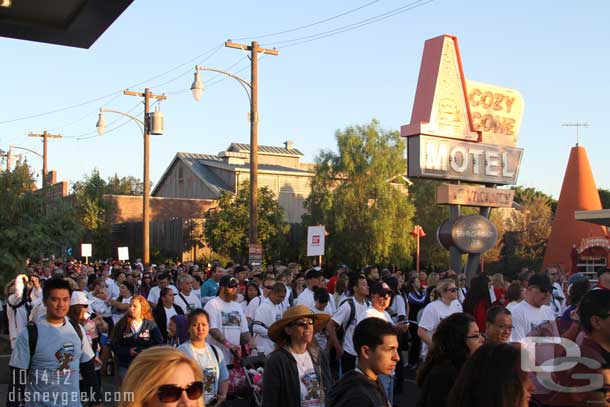 The walkers filled Route 66 and turned right at Cross Street