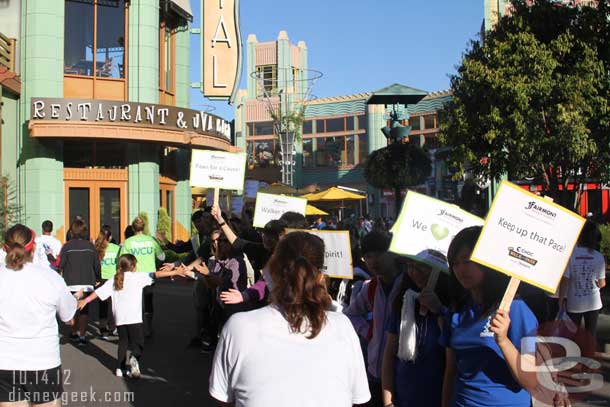 More supporters lining Downtown Disney cheering walkers on to the finish line.