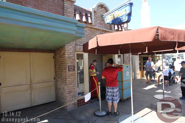 The kiosk for disability passes for the Racers has moved outside.