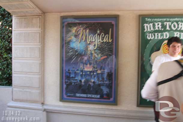 Over to Disneyland now.   Oops a little blurry.. but Magical still sits on the poster.. guess they are keeping it till Believe in Holiday Magic Starts in a few weeks?