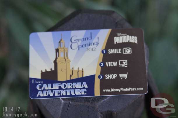 Noticed they had new DCA Photopass cards (probably been around since summer but I never get one so did not know there was a new design).