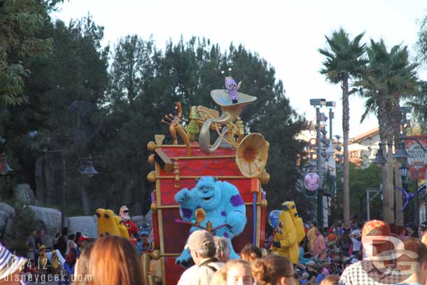 The Pixar Play Parade making its way through the park.