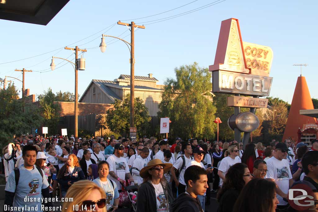 The walkers filled Route 66 and turned right at Cross Street