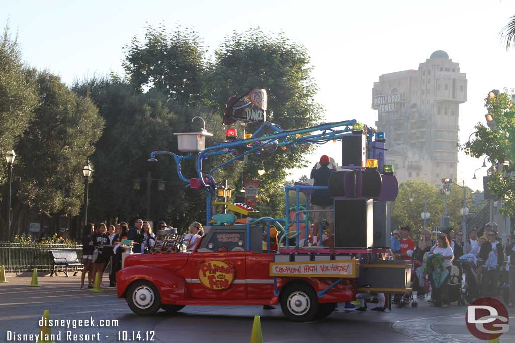 At that point they exited out the large gate between La Brea Bakery and the World of Disney and headed for the Esplanade and Disneyland.