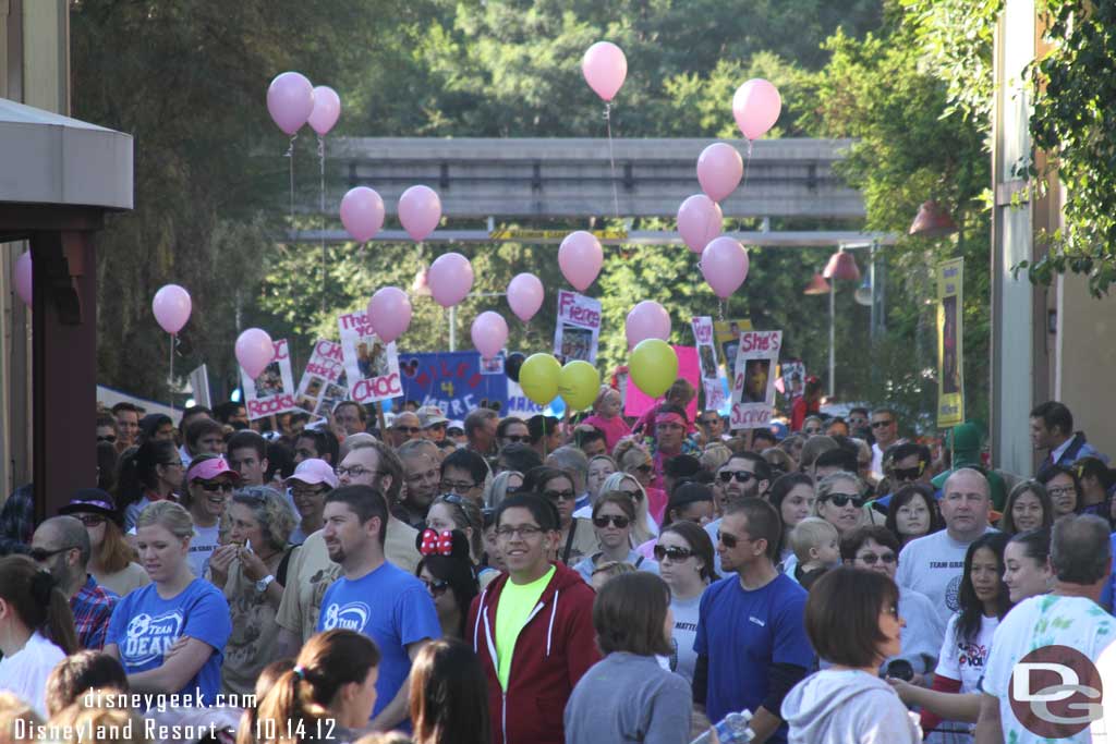 The walkers exited backstage and made their way through Downtown Disney.