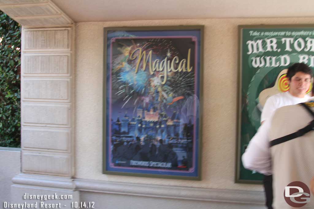 Over to Disneyland now.   Oops a little blurry.. but Magical still sits on the poster.. guess they are keeping it till Believe in Holiday Magic Starts in a few weeks?