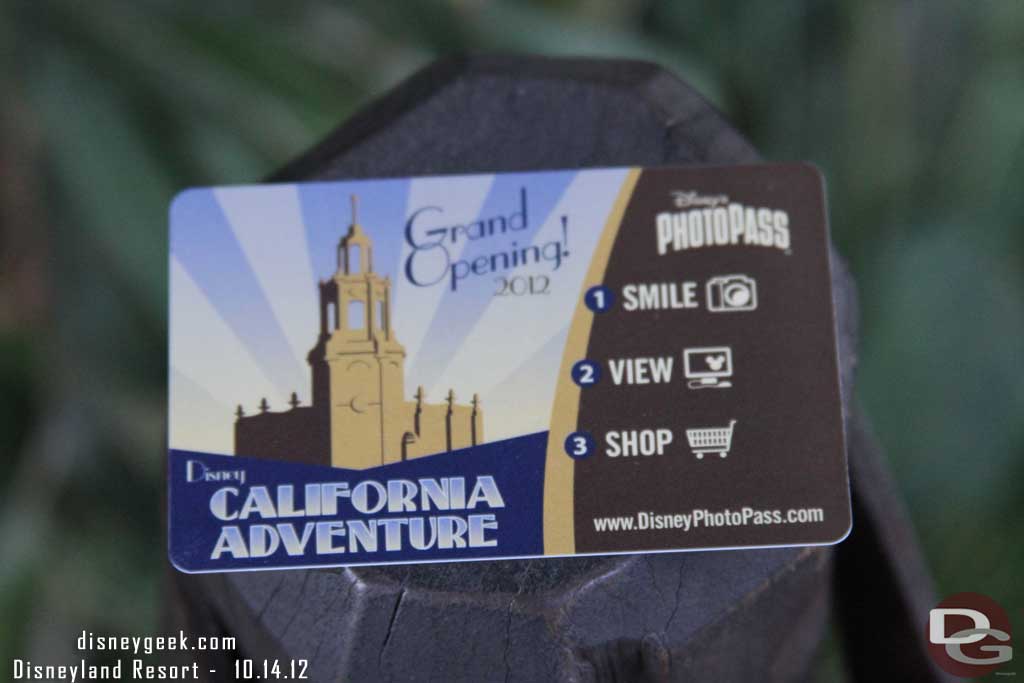 Noticed they had new DCA Photopass cards (probably been around since summer but I never get one so did not know there was a new design).