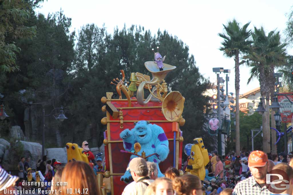 The Pixar Play Parade making its way through the park.