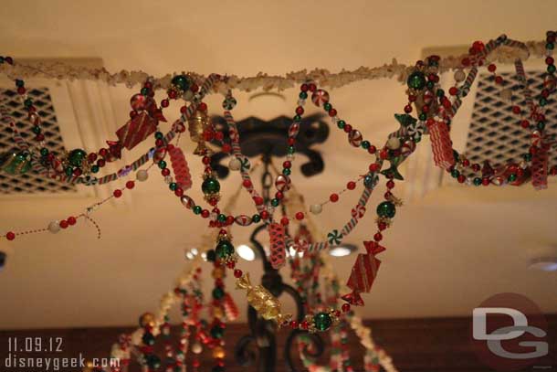 A closer look at the candy garland in Trolley Treats.