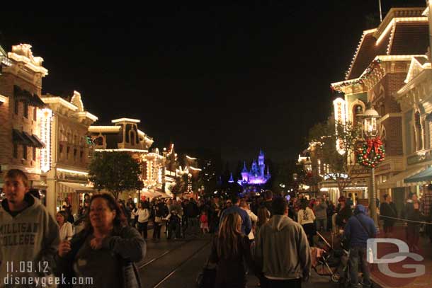 The castle icicle lights were not on this evening either.