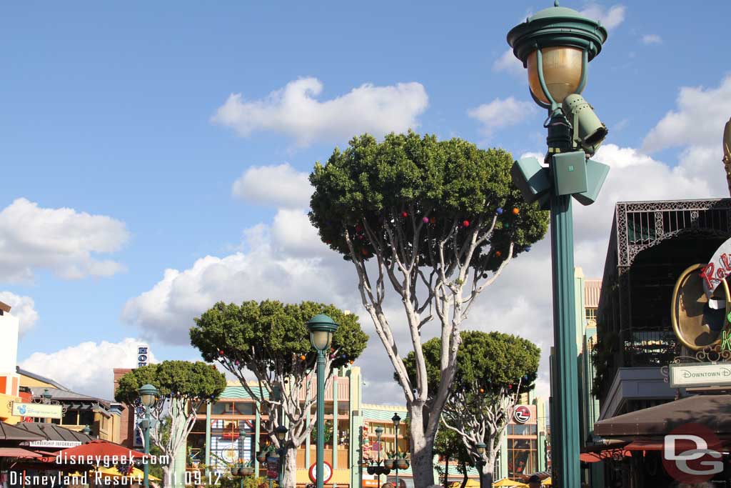 The Christmas lights are up in Downtown Disney.