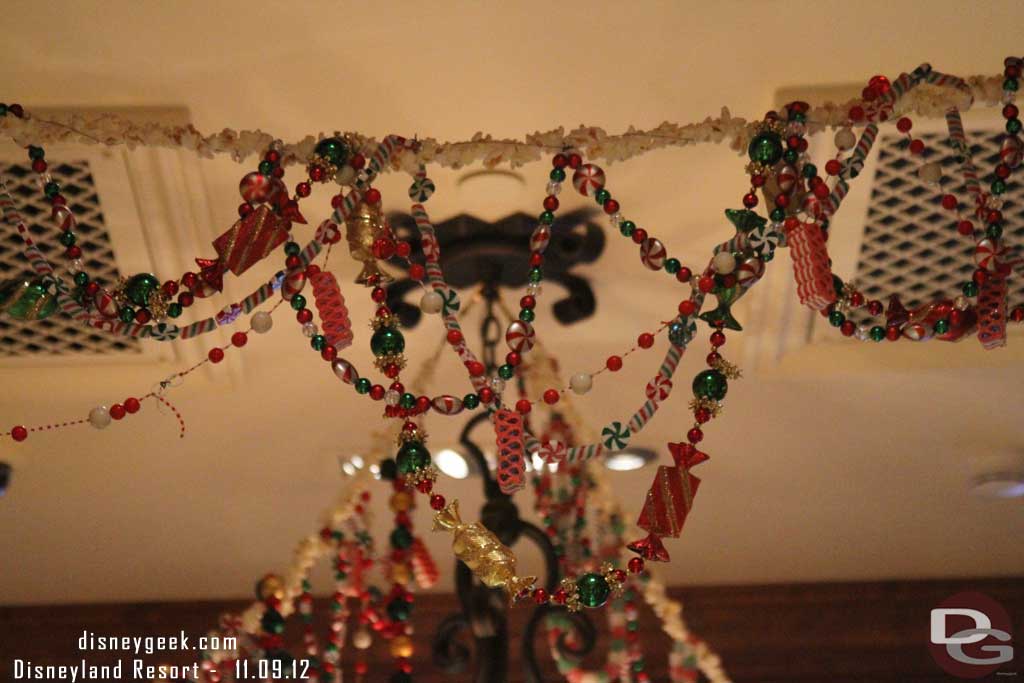 A closer look at the candy garland in Trolley Treats.