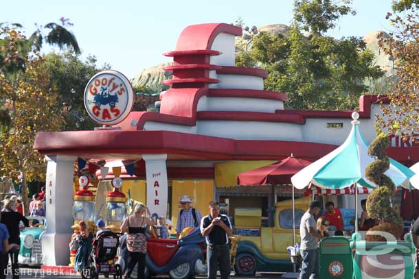 No decorations on the Goofy Gas station yet.