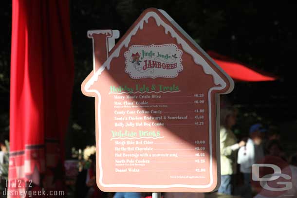 In the center of the area was Mrs Claus Tasty Treats.  Here is the menu.