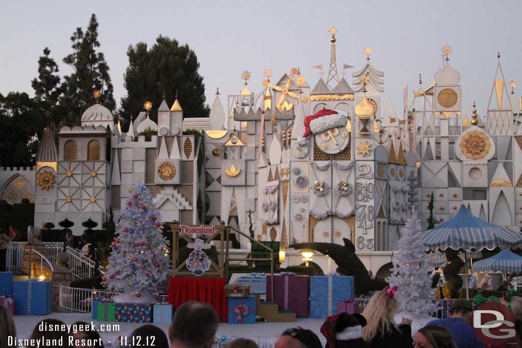 Waiting for the Small World light ceremony to begin.