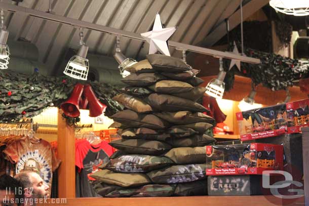 A look at Sarges decorations inside.  The sandbag Christmas tree.