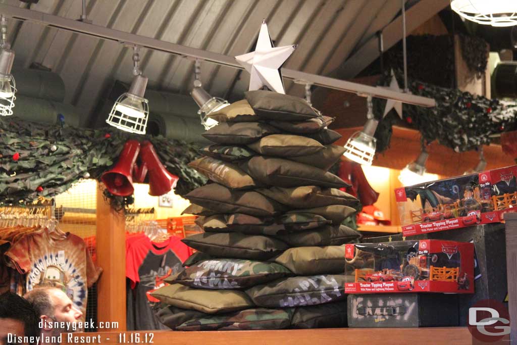 A look at Sarges decorations inside.  The sandbag Christmas tree.