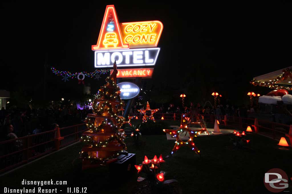 All the Cozy Cone decorations were lit this evening.