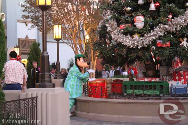 The gang arriving for the Tree Lighting on Buena Vista Street.