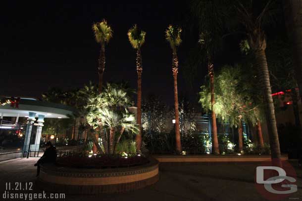 The new planters at night.