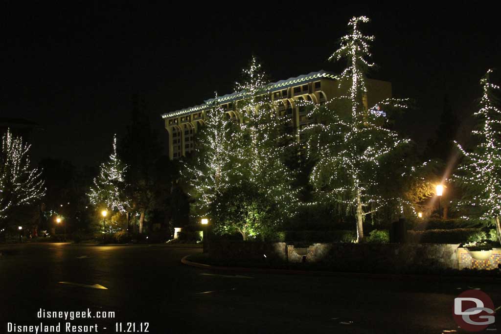 Lights in the trees out front.