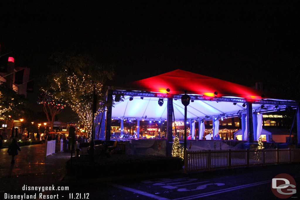 The ice skating rink had a fair amount of activity this evening.