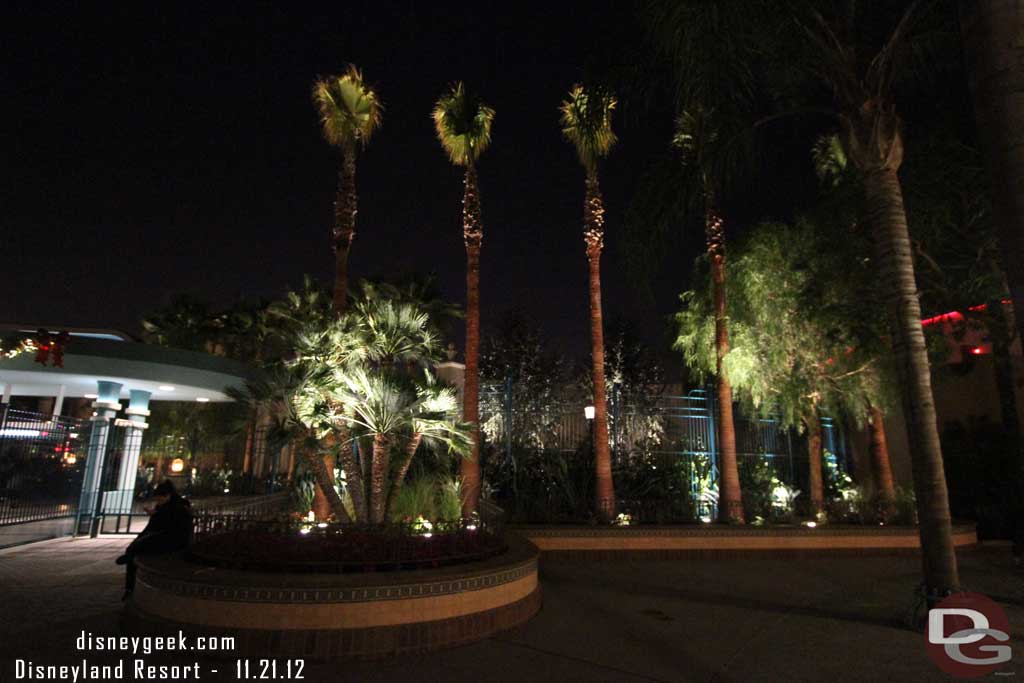 The new planters at night.