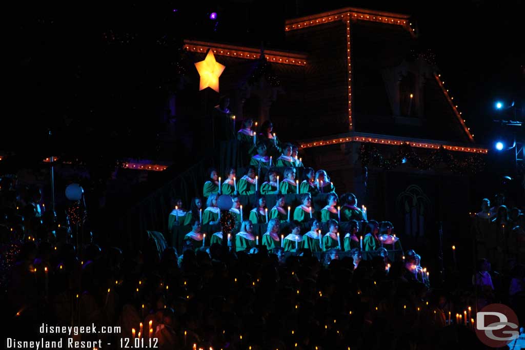 For those not familiar with the event, the human Christmas tree is the Disney Cast Member choir.  Made up of volunteers from the all around Southern California.