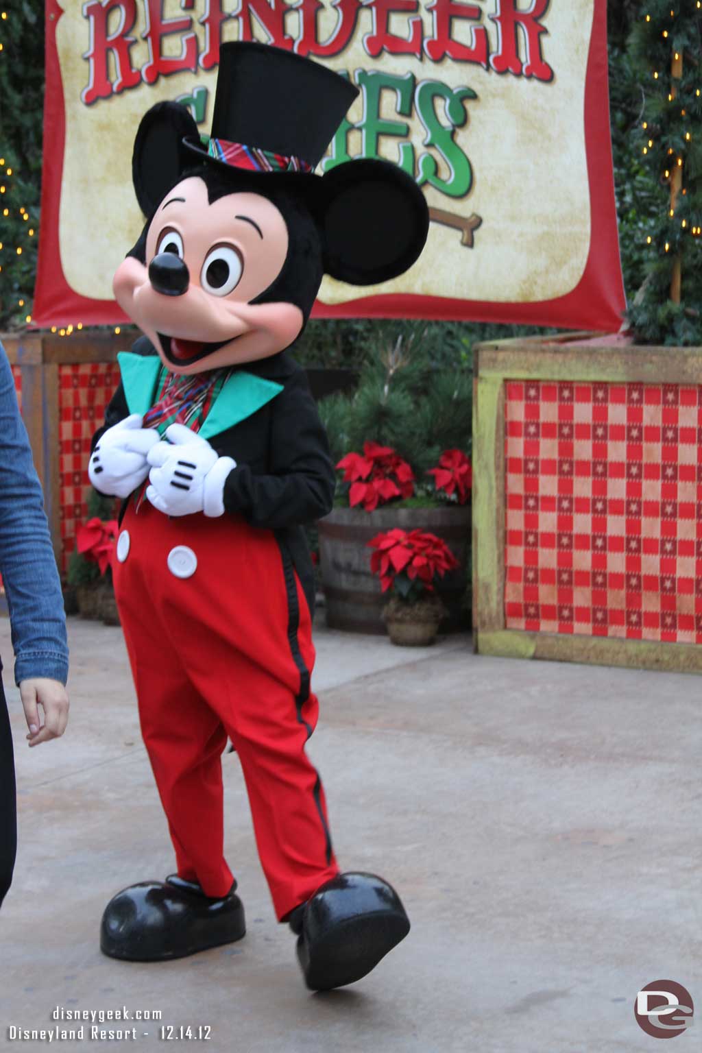 Mickey out for pictures at the Jingle Jangle Jamboree.