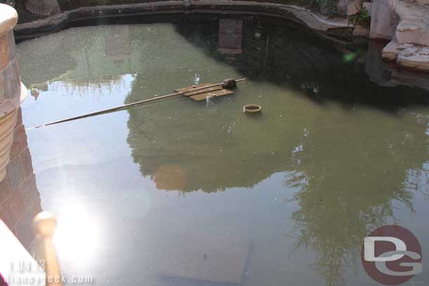 The castle moat water level was low, guessing it has to do with the work going on for the faire