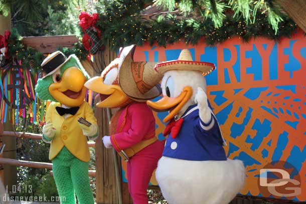 The Three Caballeros posing for pictures.