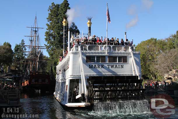 The Mark Twain making its way around the Rivers of America.  Interesting to not the Columbia was not in service.