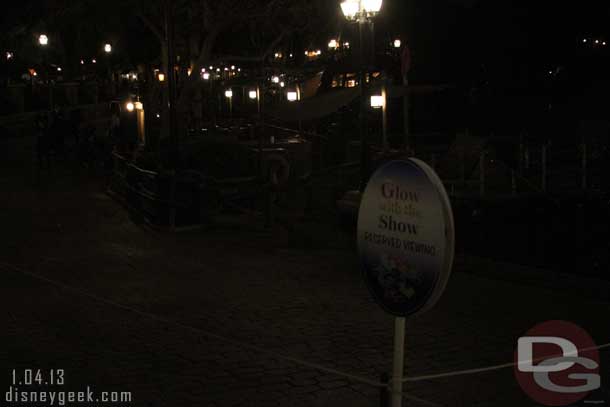 Near the Tom Sawyer Island raft dock an area was roped off for Glow with the Show Ears.