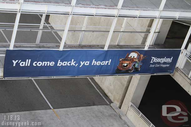 The banner over the exit of the parking structure has been swapped out (it was last week but did not see it till I was leaving and could not get a picture).