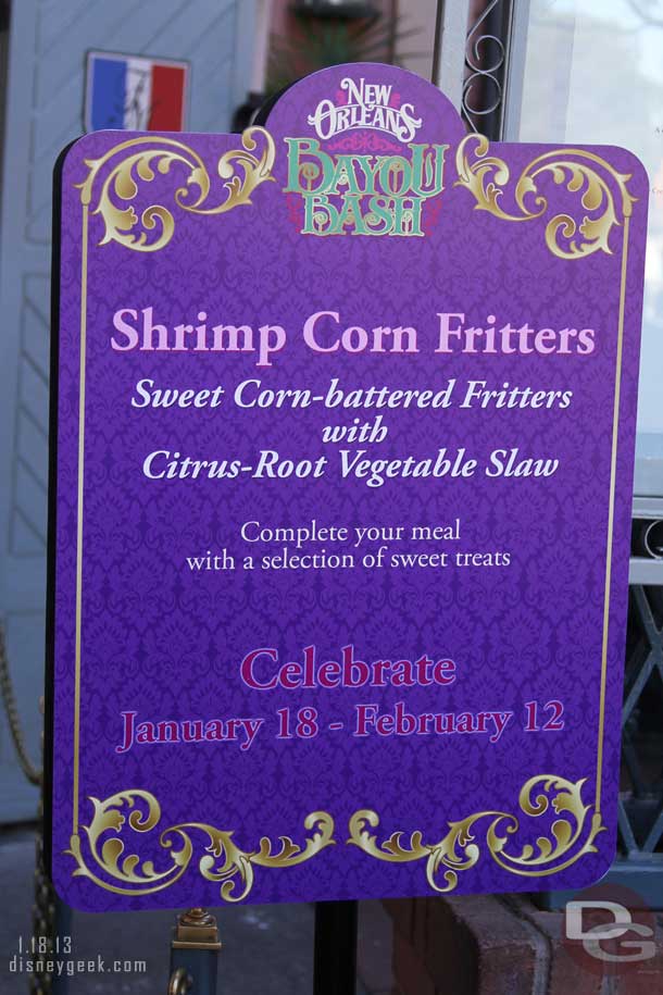 For the celebration special menu offerings around New Orleans Square.