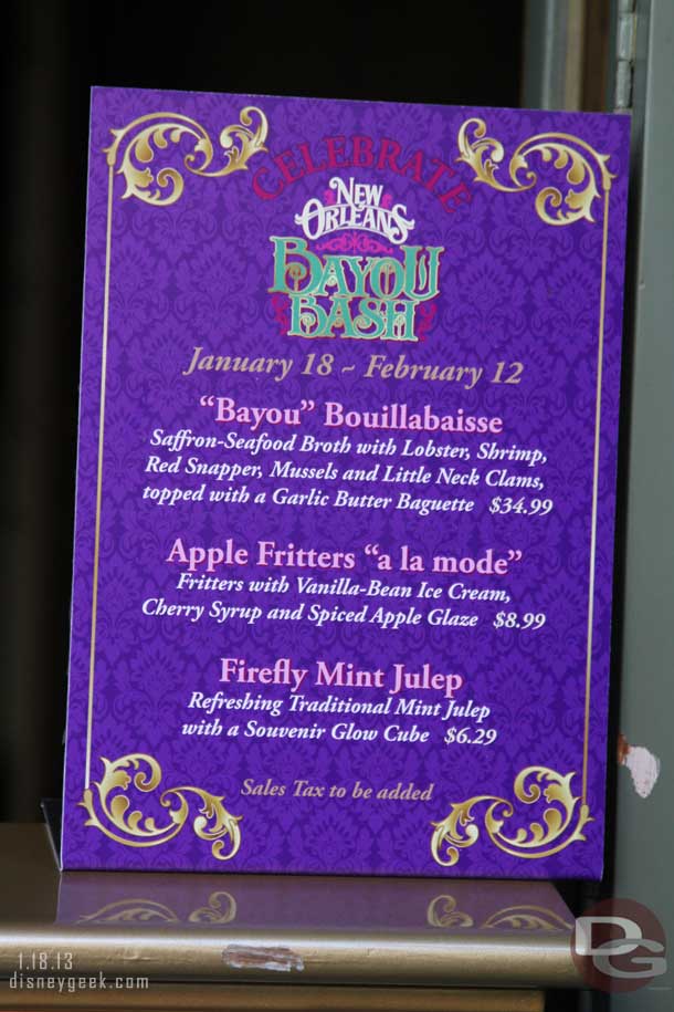 The Blue Bayou offerings.