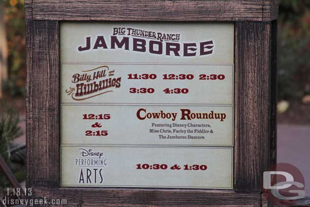 The show times for today.