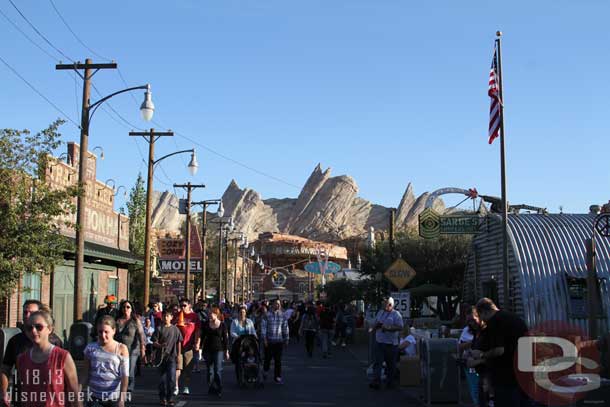 A look down Route 66.  The telephone poles on the right side of the street that were used for Christmas decorations have been removed.