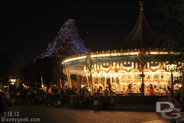 Walking back through Fantasyland, fairly peaceful this evening.