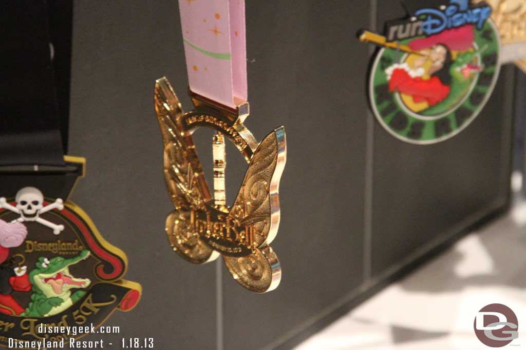 A look at some of the medals from previous races that were on display at the Run Disney booth.