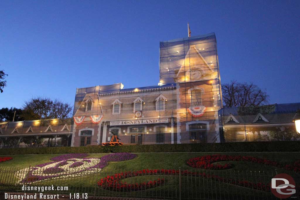 Heading back to Disneyland.  The lights on the scaffolding give a different look..