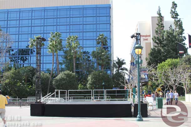 A temporary stage set up closer to where the ice rink was.